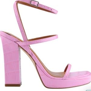 Marc Fisher Katin strappy pink leather sandal heel